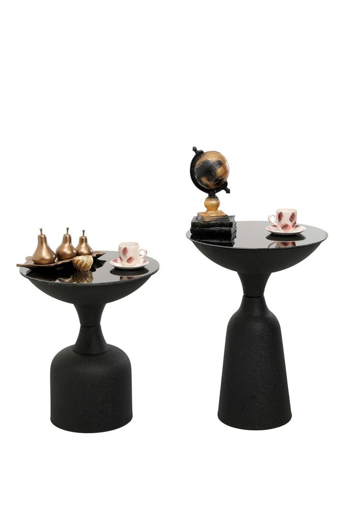 Üveg lerakóasztal, fekete, 46 cm - abel - butopêa